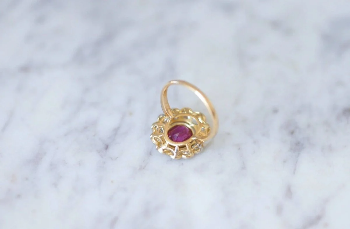 Bague marguerite, rubis Birman non chauffé 1.60 Cts, diamants - Image 11