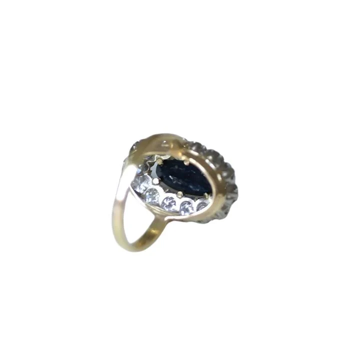 Bague Marguerite en or jaune, or blanc, saphir et diamants - Image 5