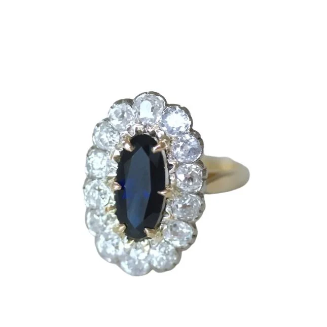 Bague Marguerite en or jaune, or blanc, saphir et diamants - Image 6