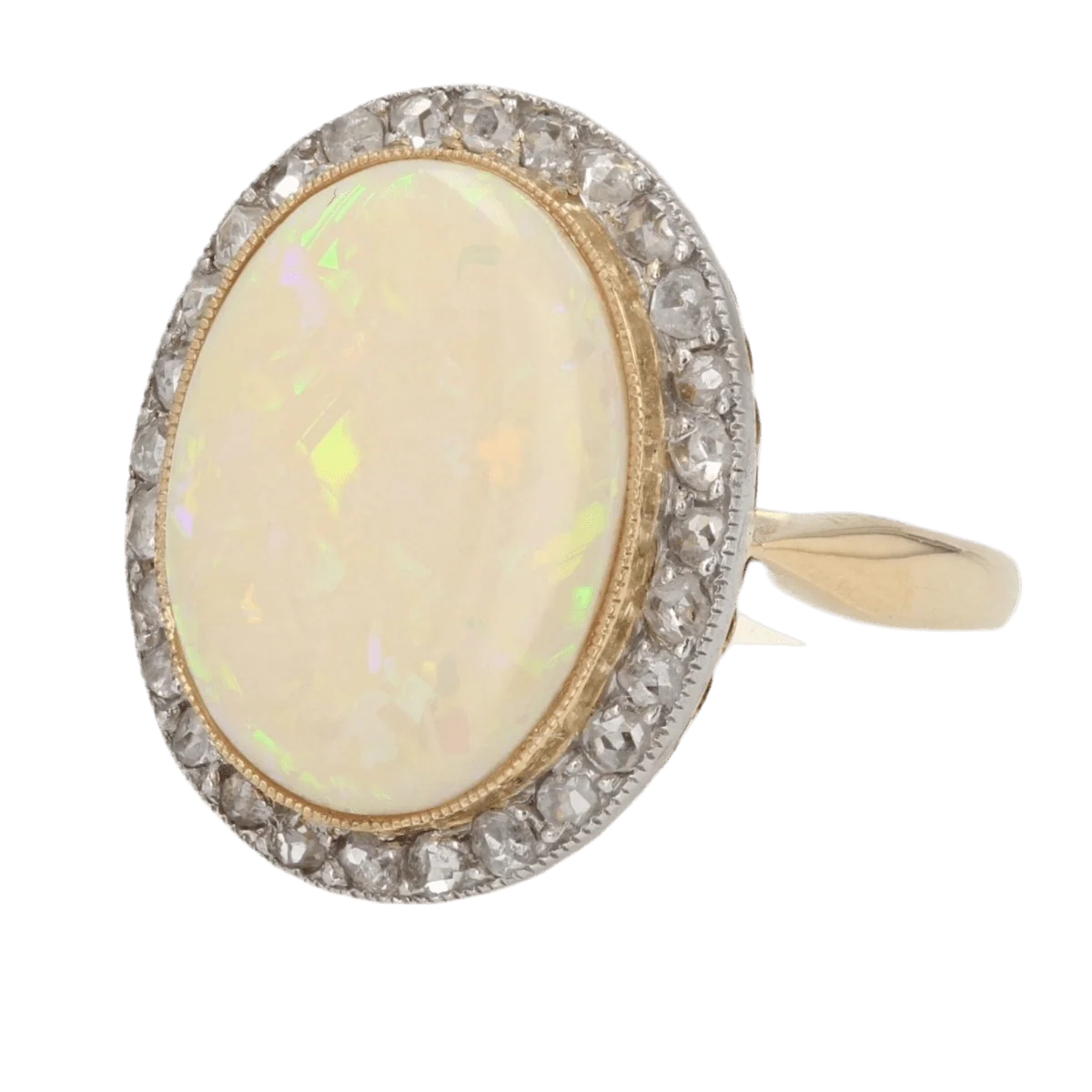 Bague Entourage en or jaune, opale et diamants - Image 3