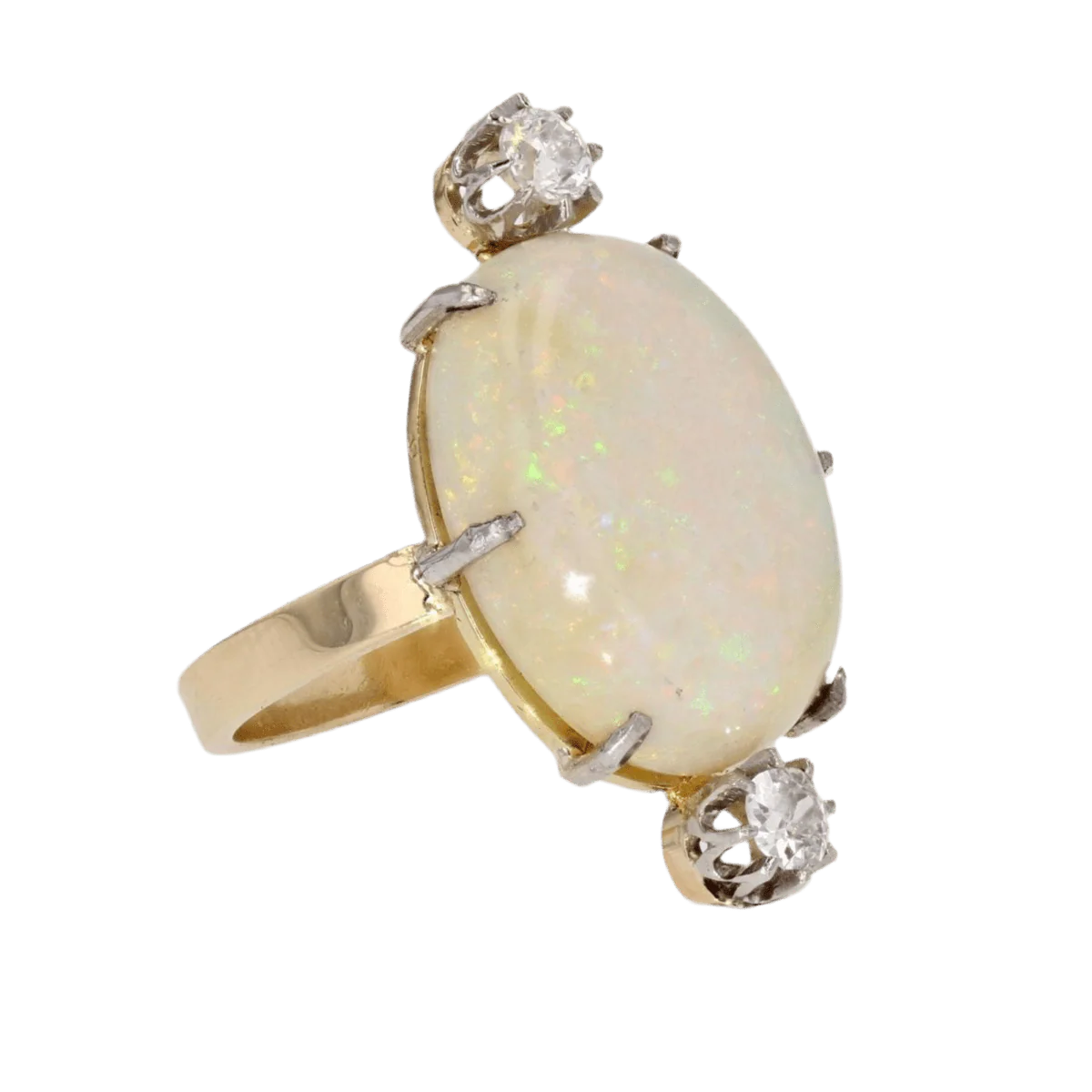 Bague Entourage en or blanc, opale et diamants - Image 5