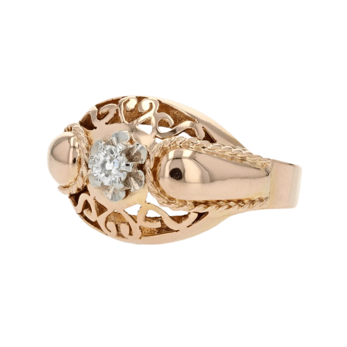 Bague Dôme en or rose et diamant - Image 3