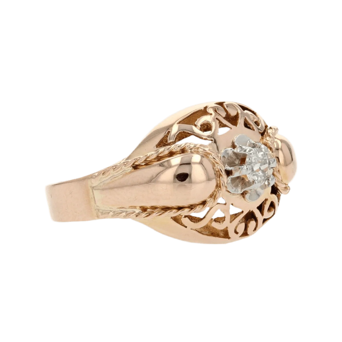 Bague Dôme en or rose et diamant - Image 5