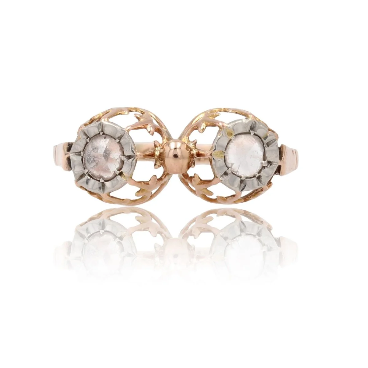 Bague Toi & Moi en or rose et diamants