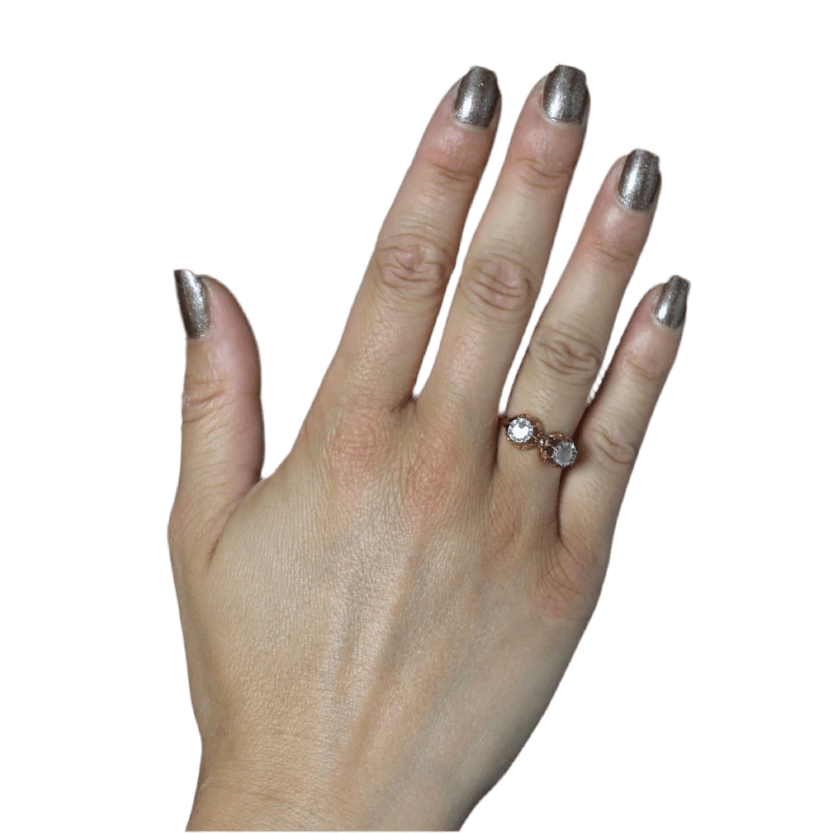 Bague Toi & Moi en or rose et diamants - Image 2