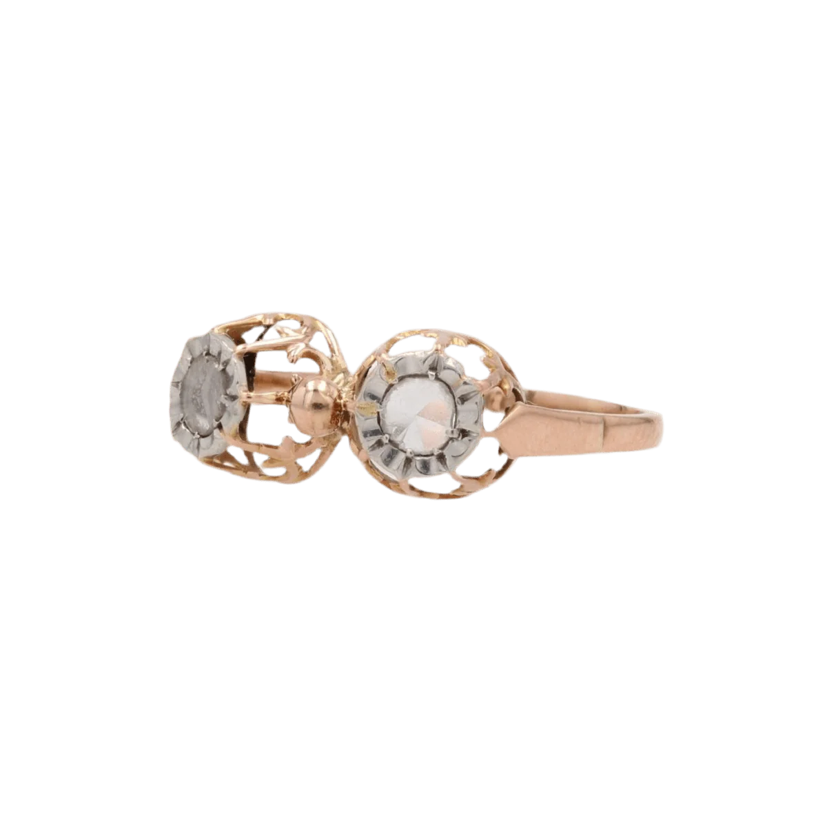 Bague Toi & Moi en or rose et diamants - Image 3