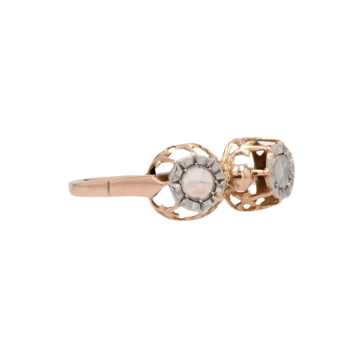 Bague Toi & Moi en or rose et diamants - Image 5
