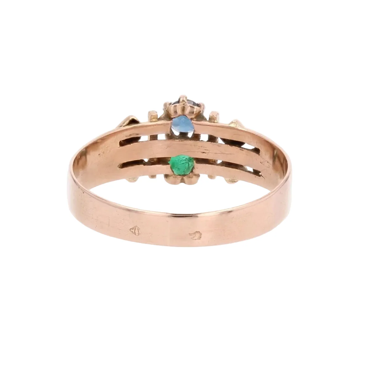 Bague en or rose, émeraude, saphir et diamants - Image 4