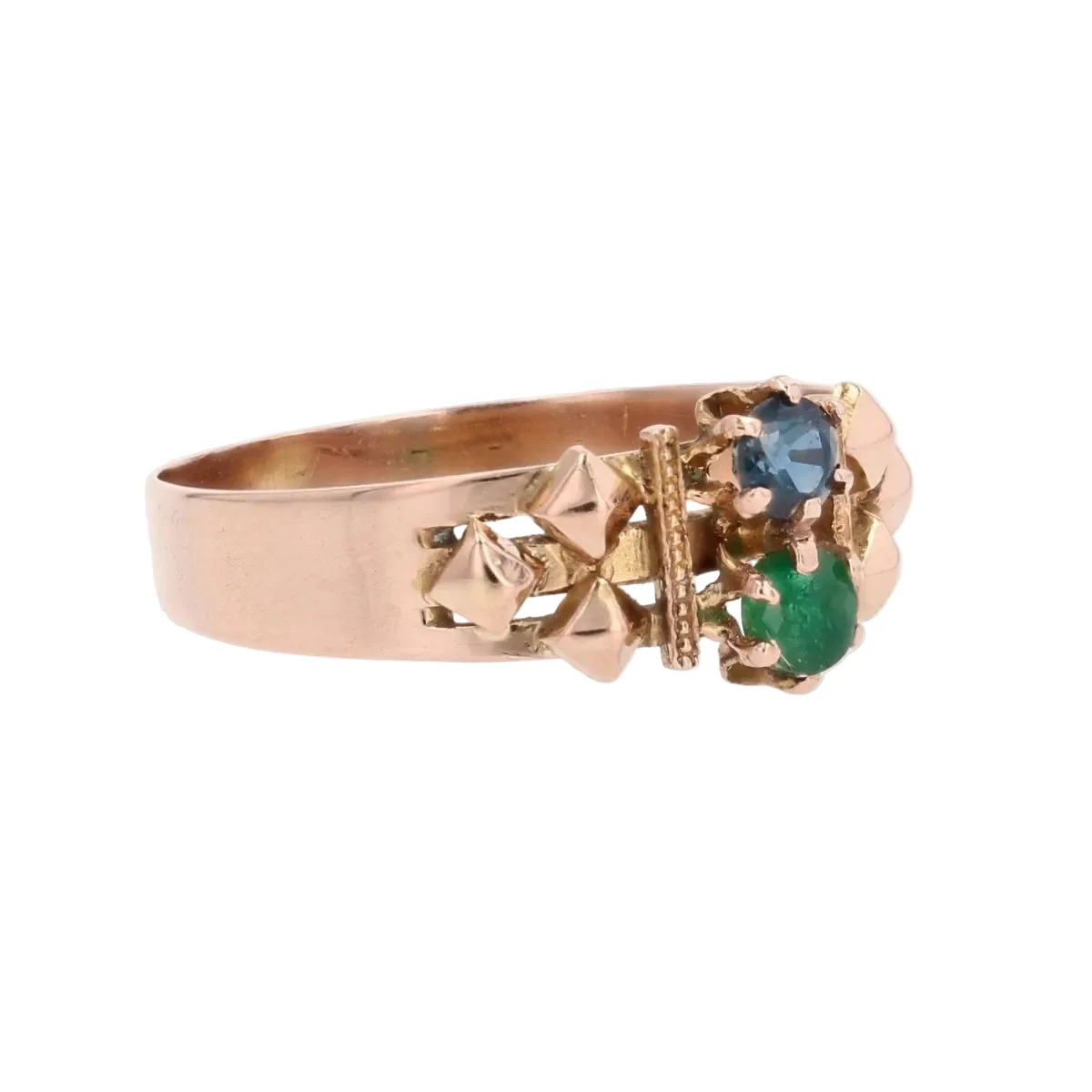 Bague en or rose, émeraude, saphir et diamants - Image 5