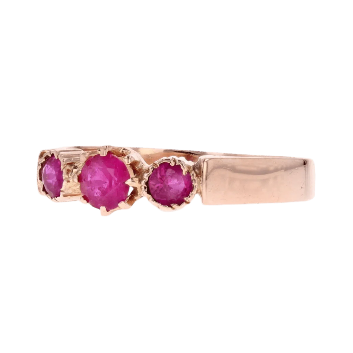 Bague Trilogie en or rose et rubis - Image 3