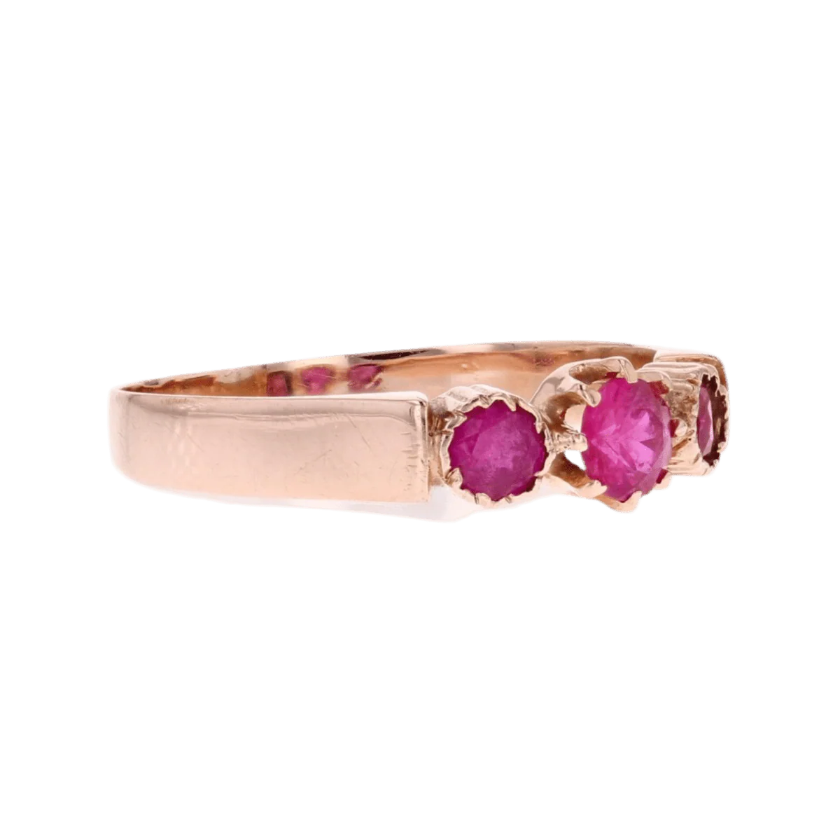 Bague Trilogie en or rose et rubis - Image 5