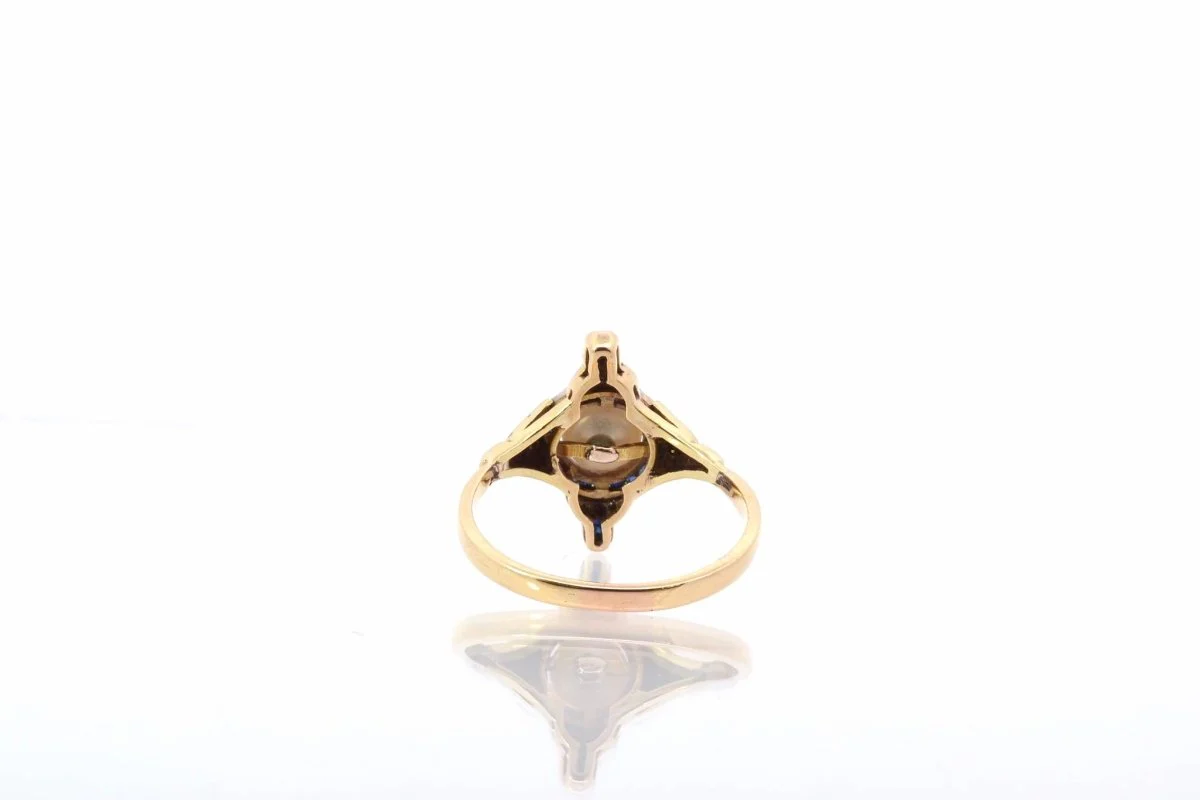 Bague ancienne perle, diamants et saphirs - Image 5