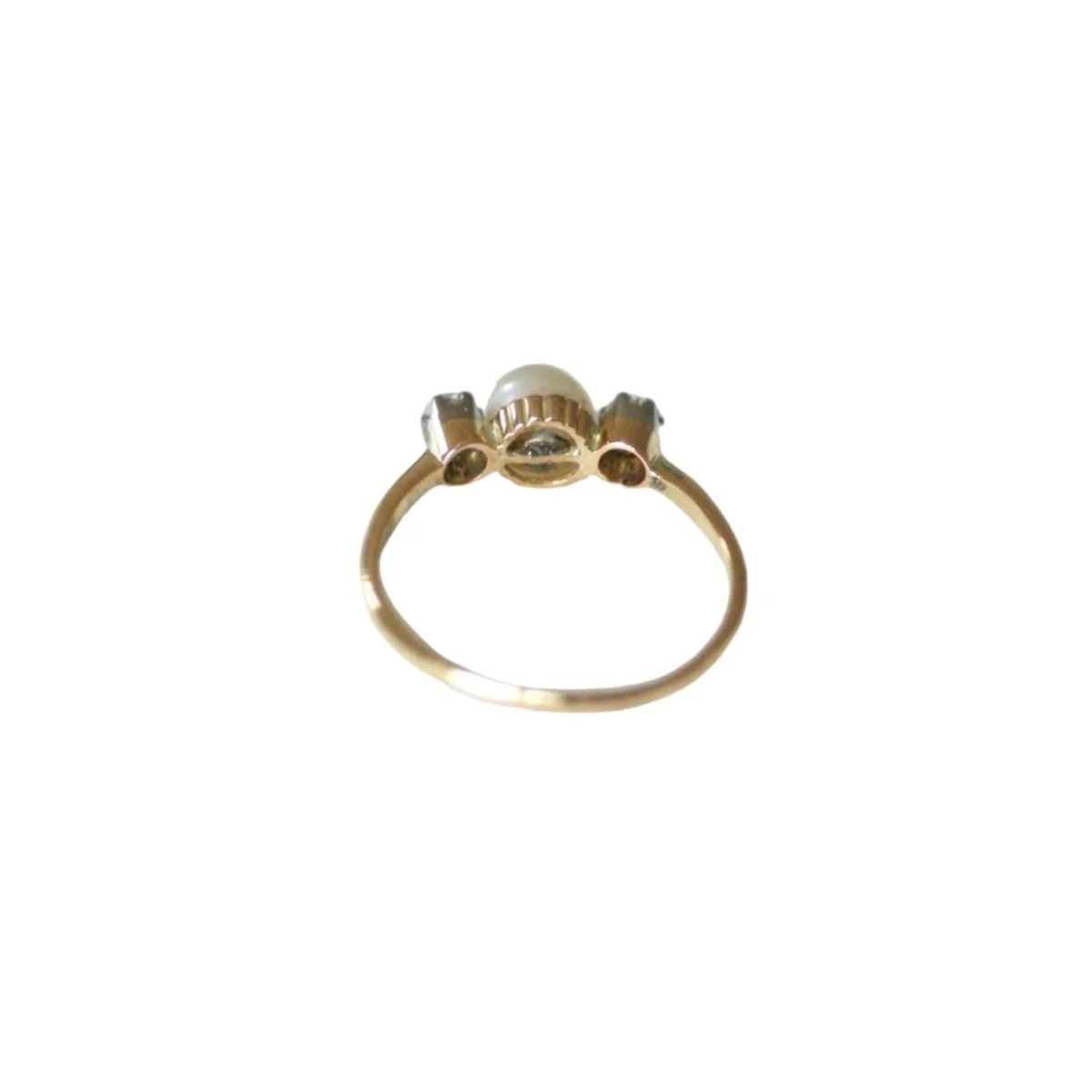Bague en or jaune, platine, perle, et diamants - Image 5