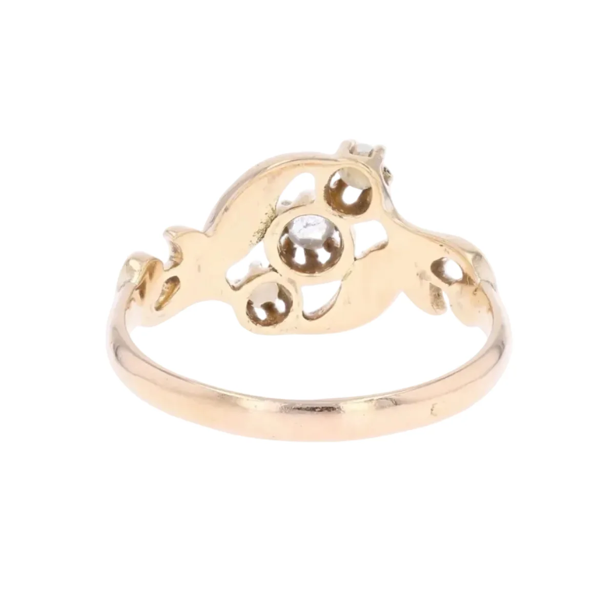 Bague Marguerite en or rose, perles et diamant - Image 4