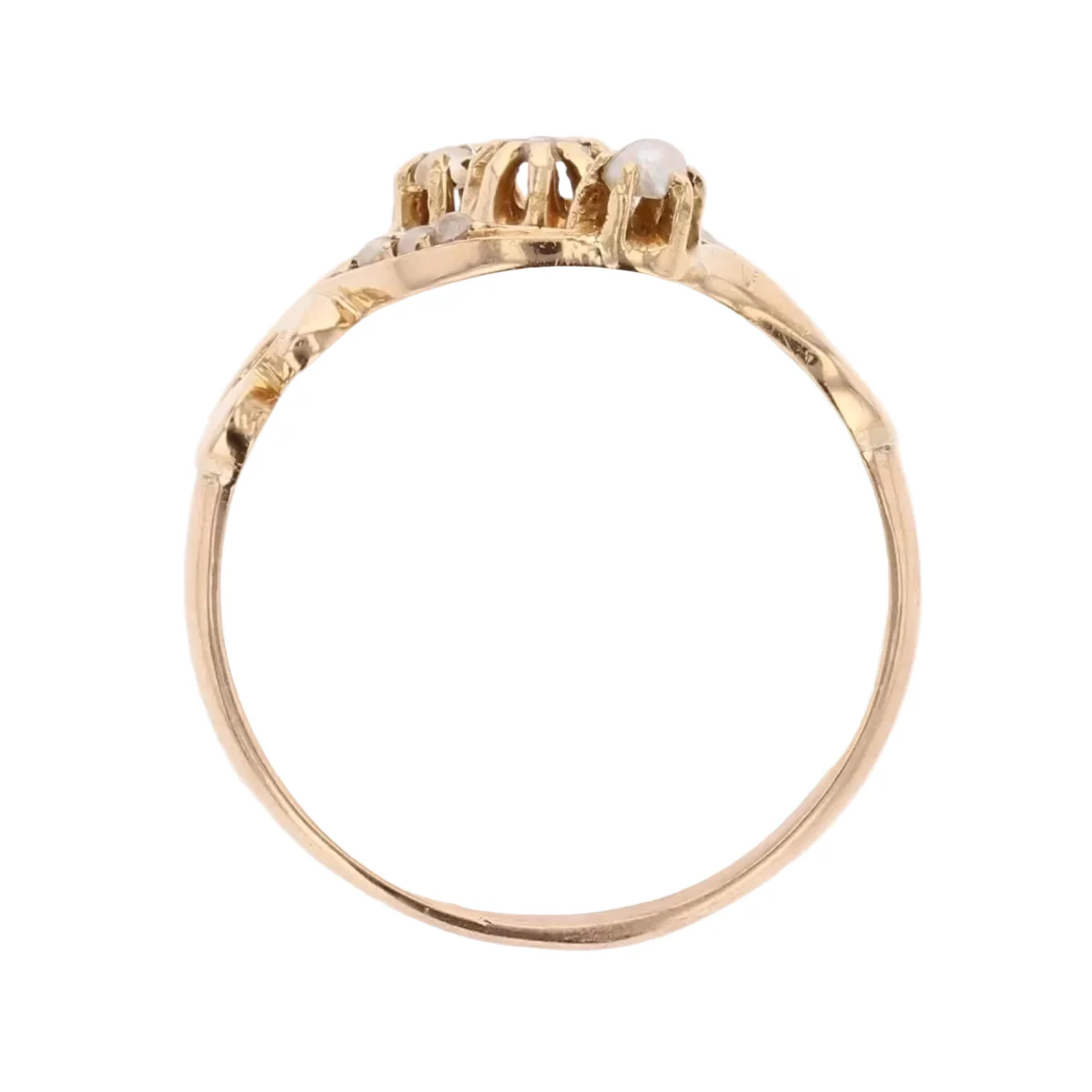 Bague Marguerite en or rose, perles et diamant - Image 6