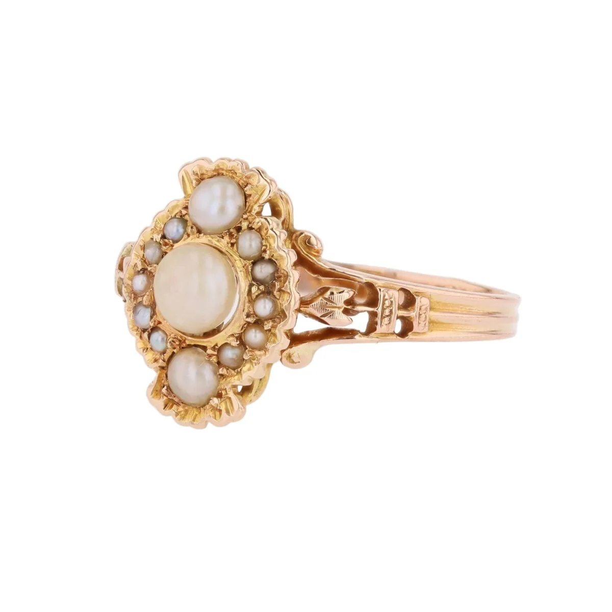 Bague Entourage en or rose et perles - Image 3
