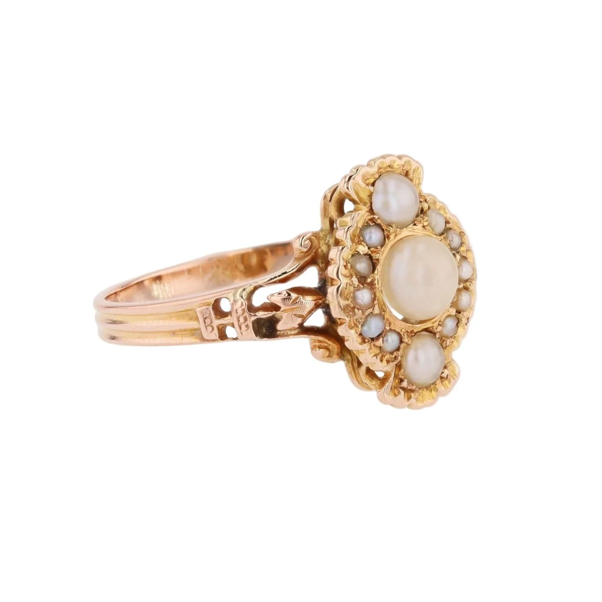 Bague Entourage en or rose et perles - Image 5
