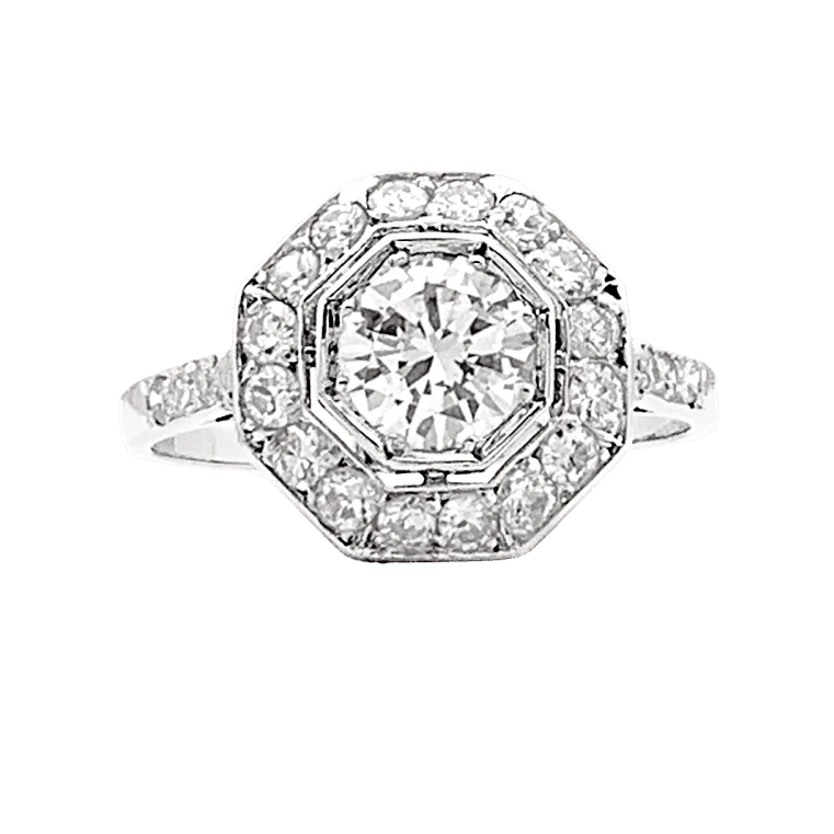 Bague Entourage en platine et diamants
