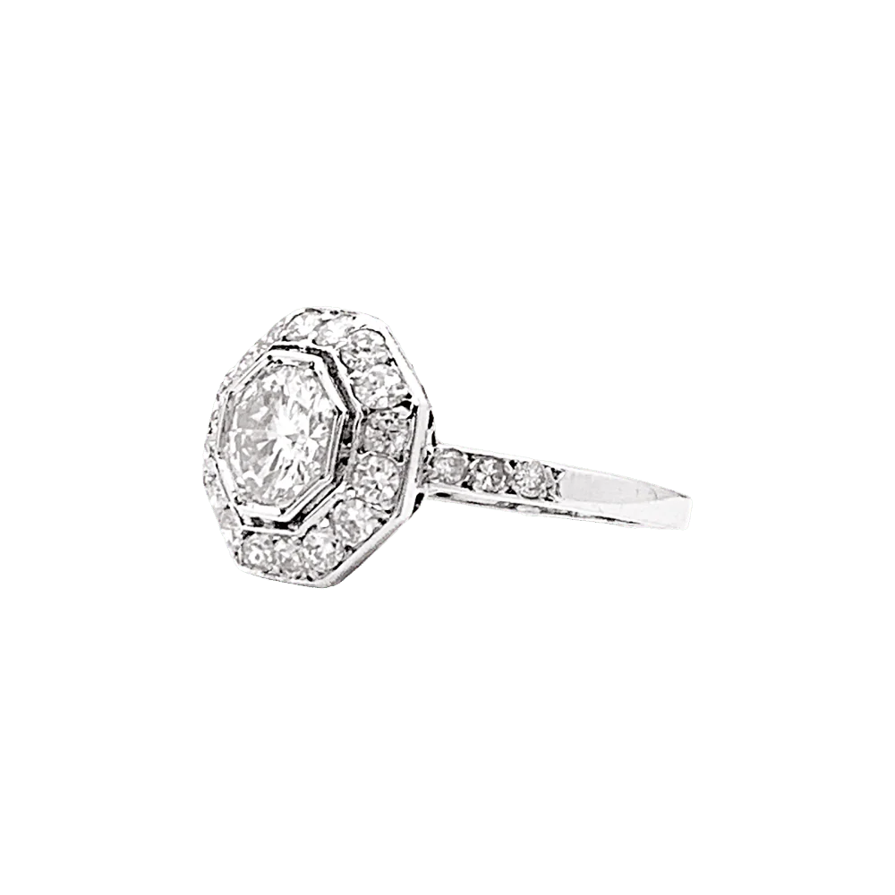 Bague Entourage en platine et diamants - Image 3