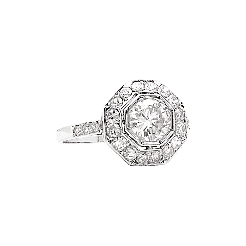 Bague Entourage en platine et diamants - Image 5