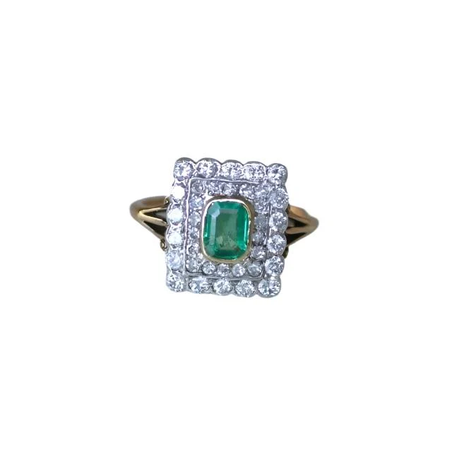 Bague Marguerite or, argent, émeraude et diamants
