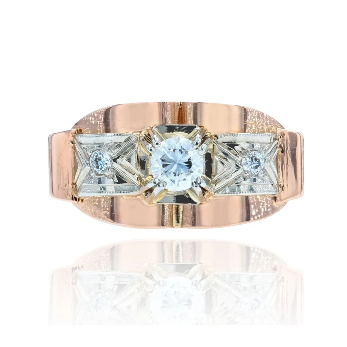 Bague Tank en or rose et diamants