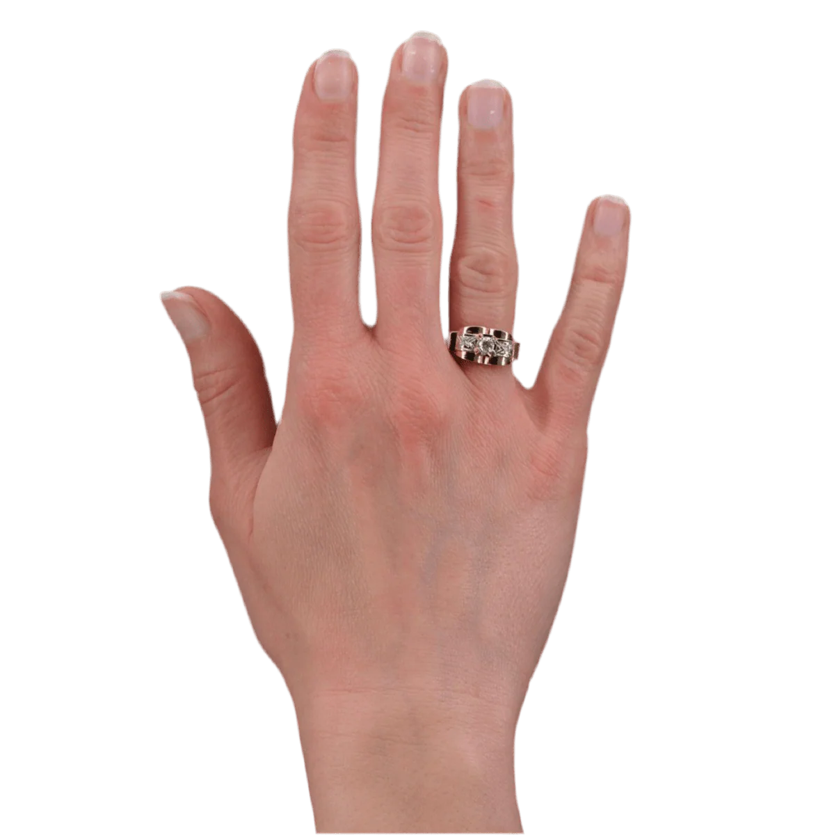 Bague Tank en or rose et diamants - Image 2