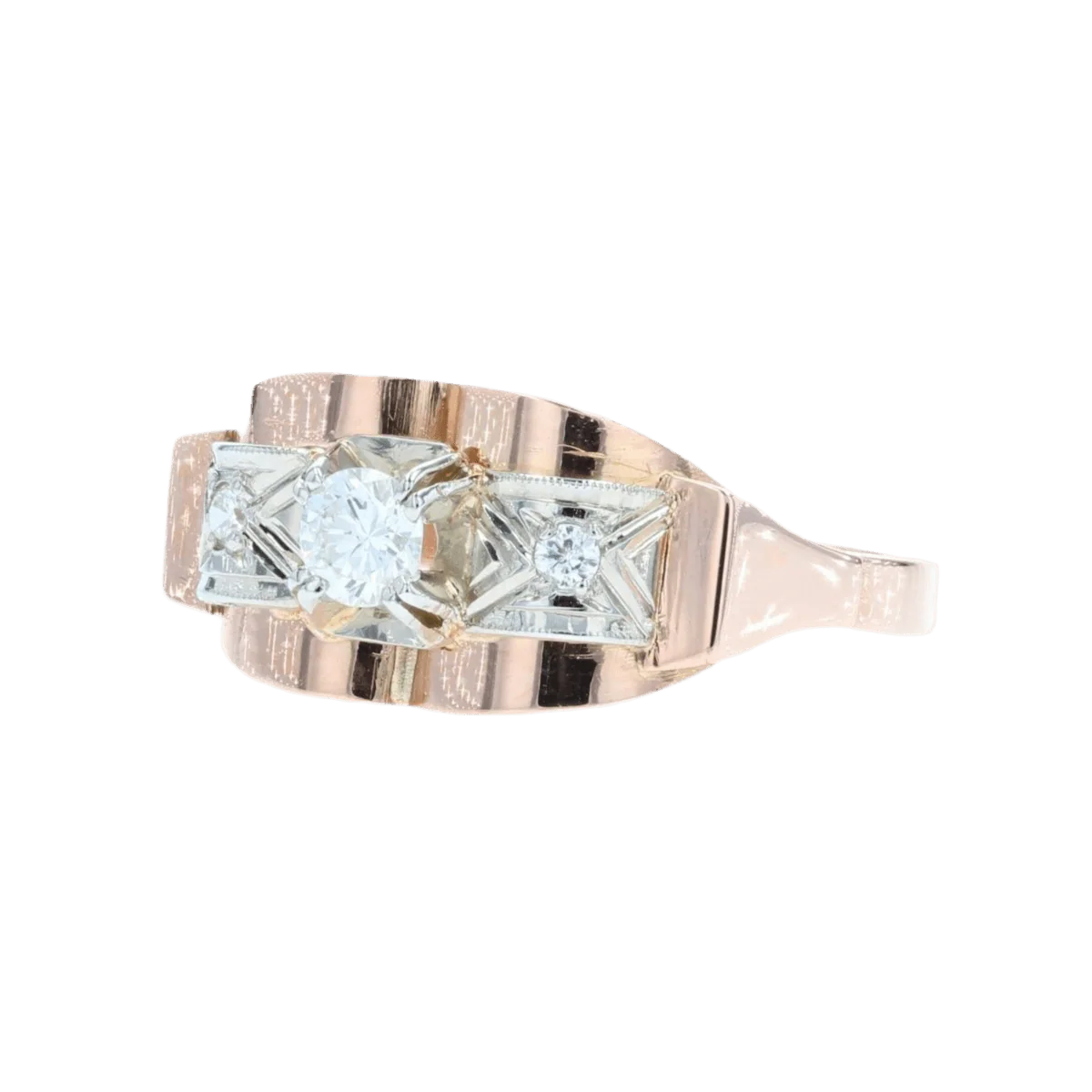 Bague Tank en or rose et diamants - Image 3