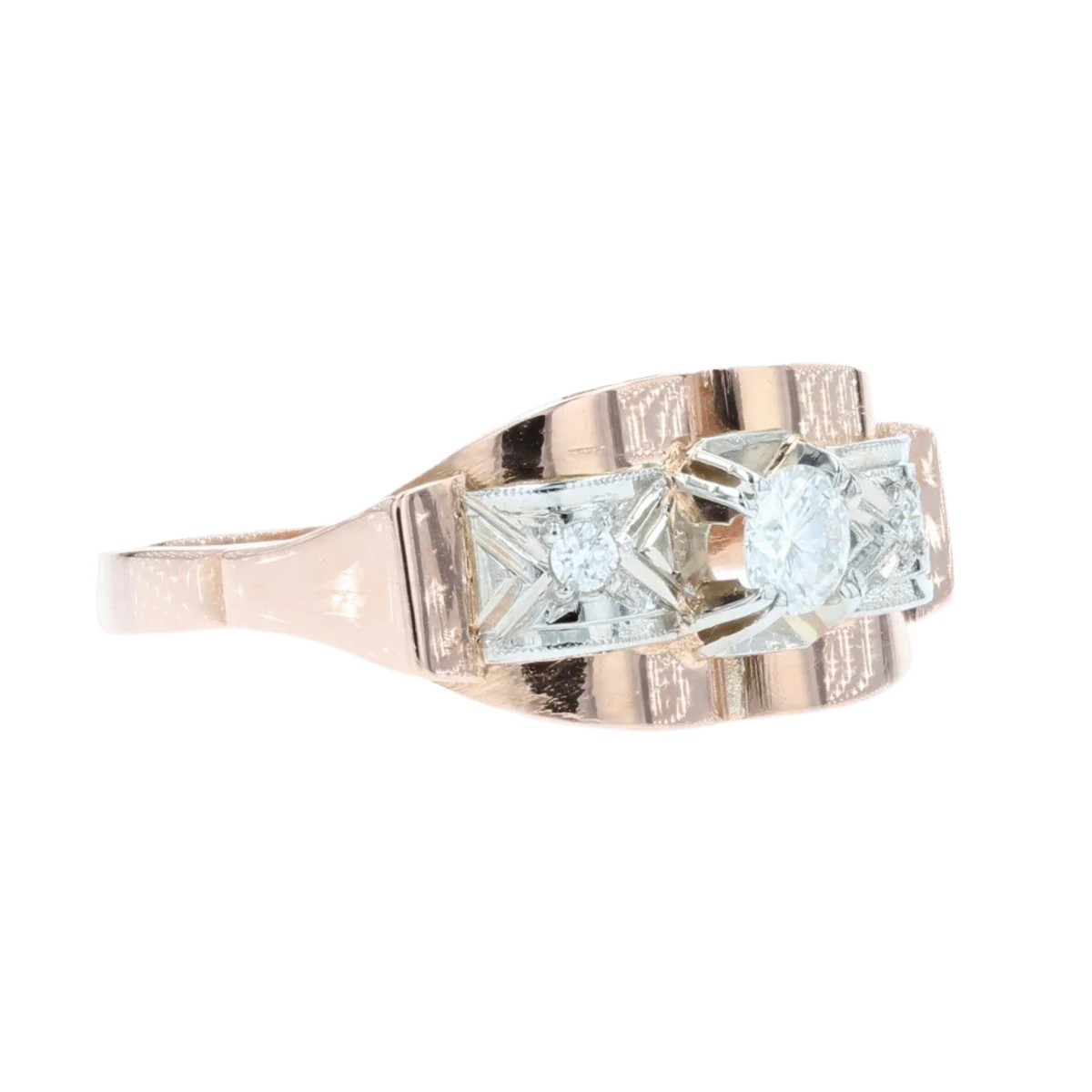 Bague Tank en or rose et diamants - Image 5