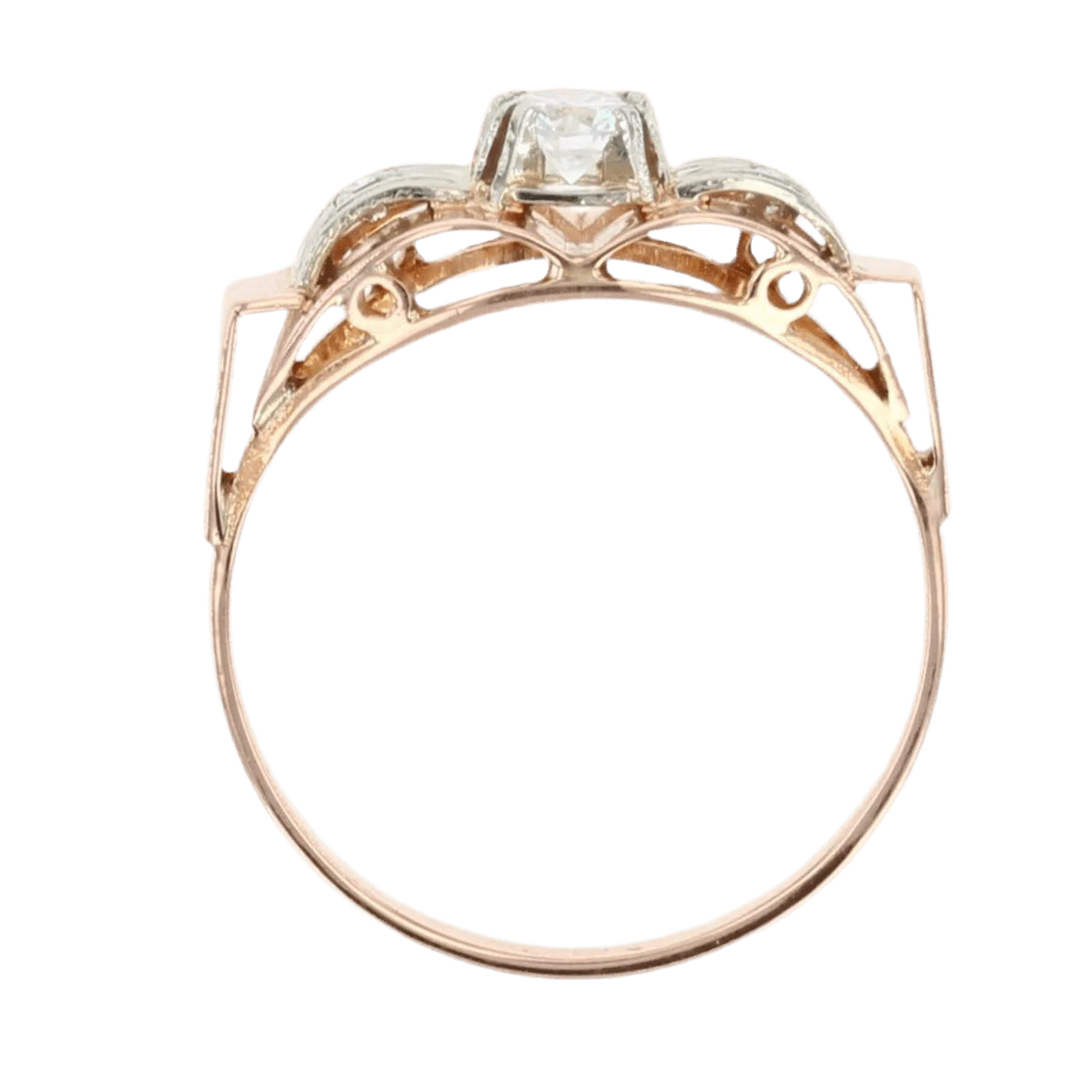 Bague Tank en or rose et diamants - Image 6