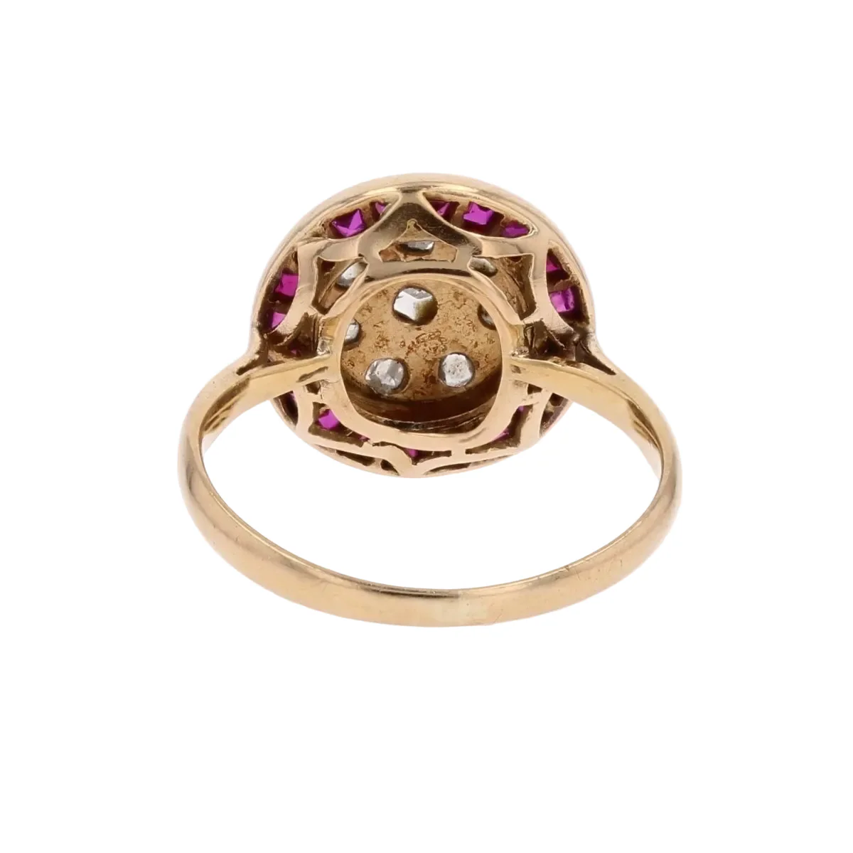 Bague Entourage en or jaune, rubis et diamants - Image 4
