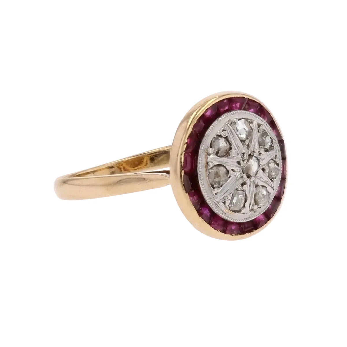 Bague Entourage en or jaune, rubis et diamants - Image 5