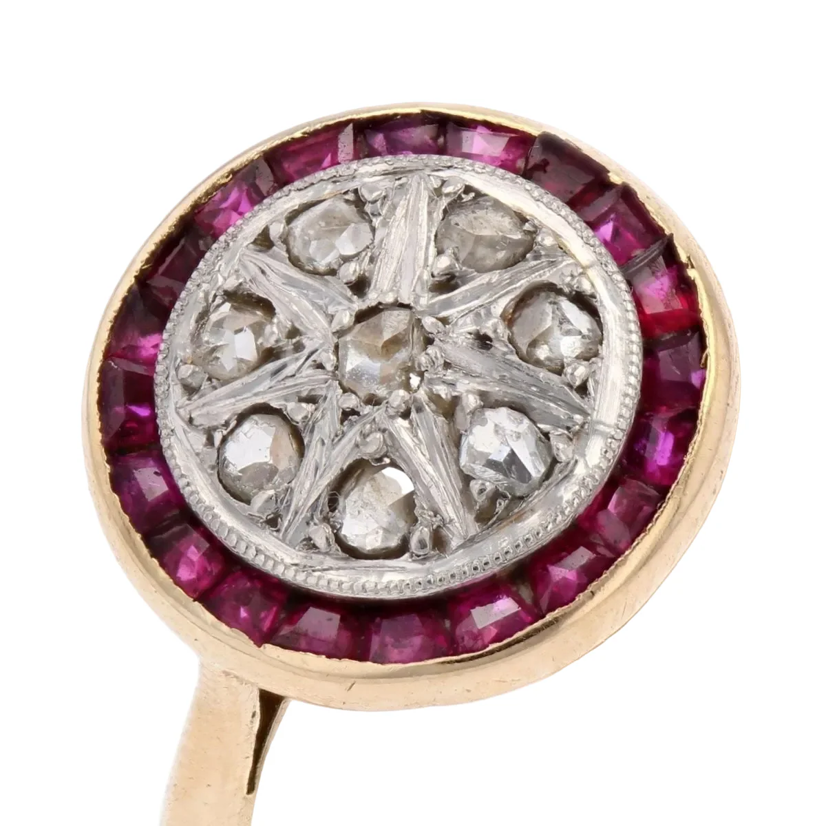 Bague Entourage en or jaune, rubis et diamants - Image 7