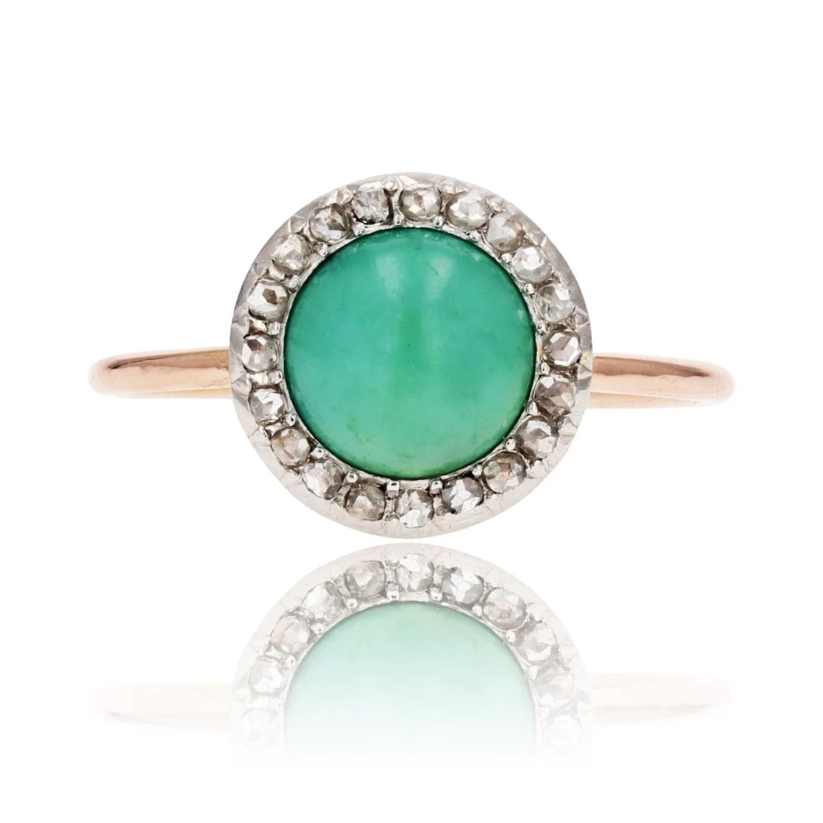 Bague Entourage en or rose, platine, turquoise et diamants