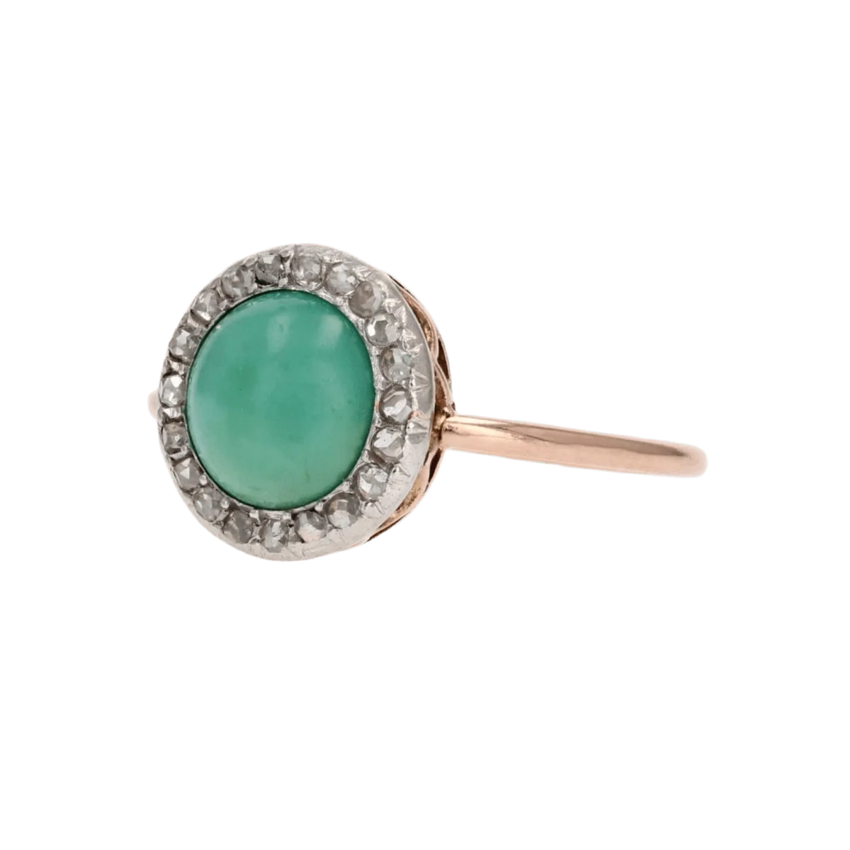 Bague Entourage en or rose, platine, turquoise et diamants - Image 3