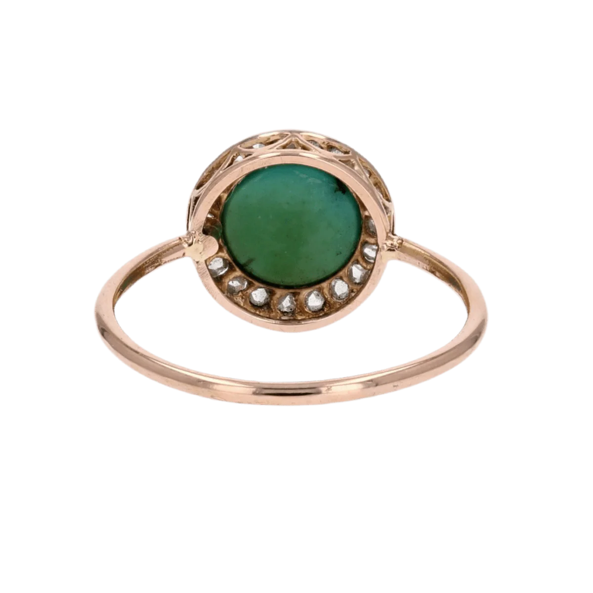 Bague Entourage en or rose, platine, turquoise et diamants - Image 4