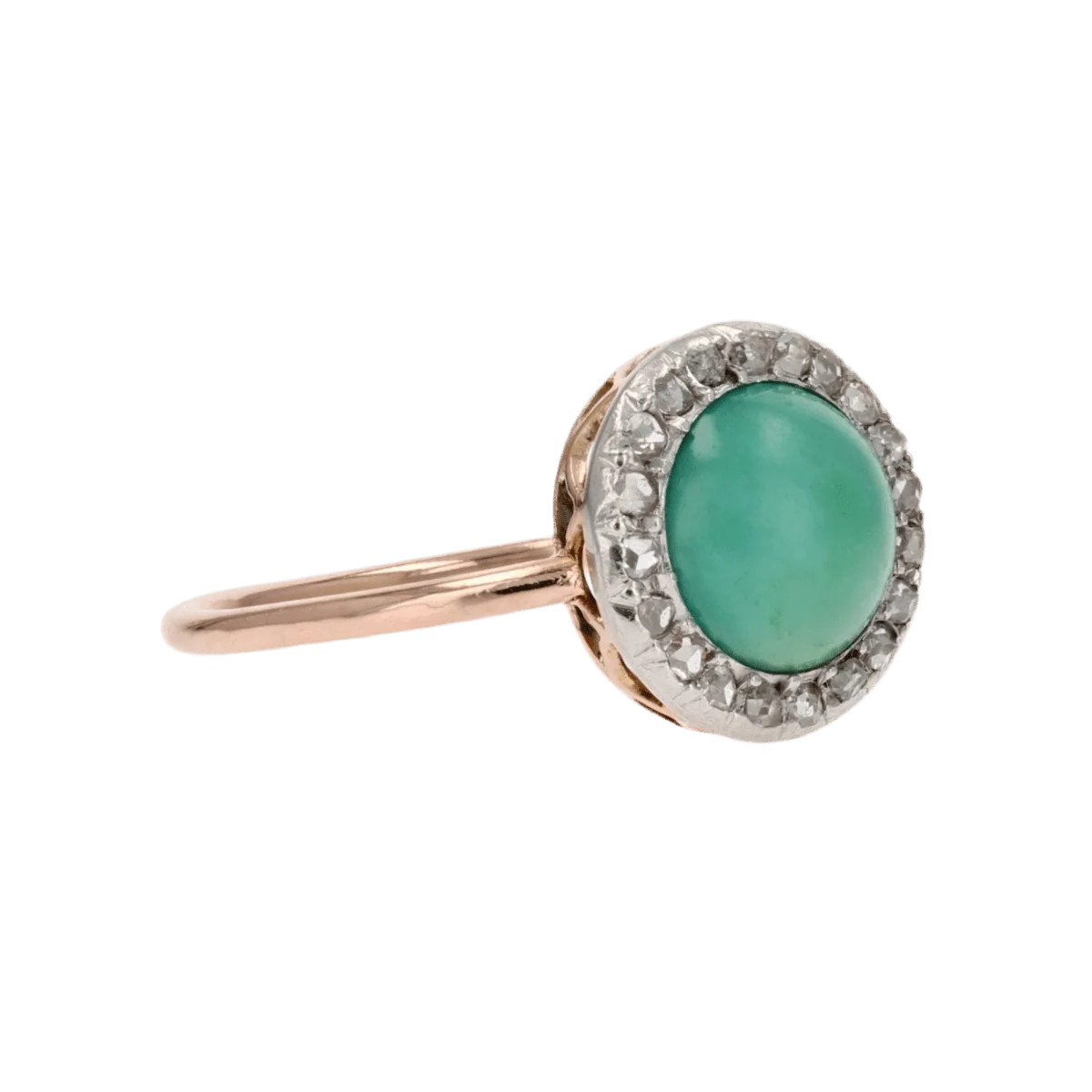Bague Entourage en or rose, platine, turquoise et diamants - Image 5