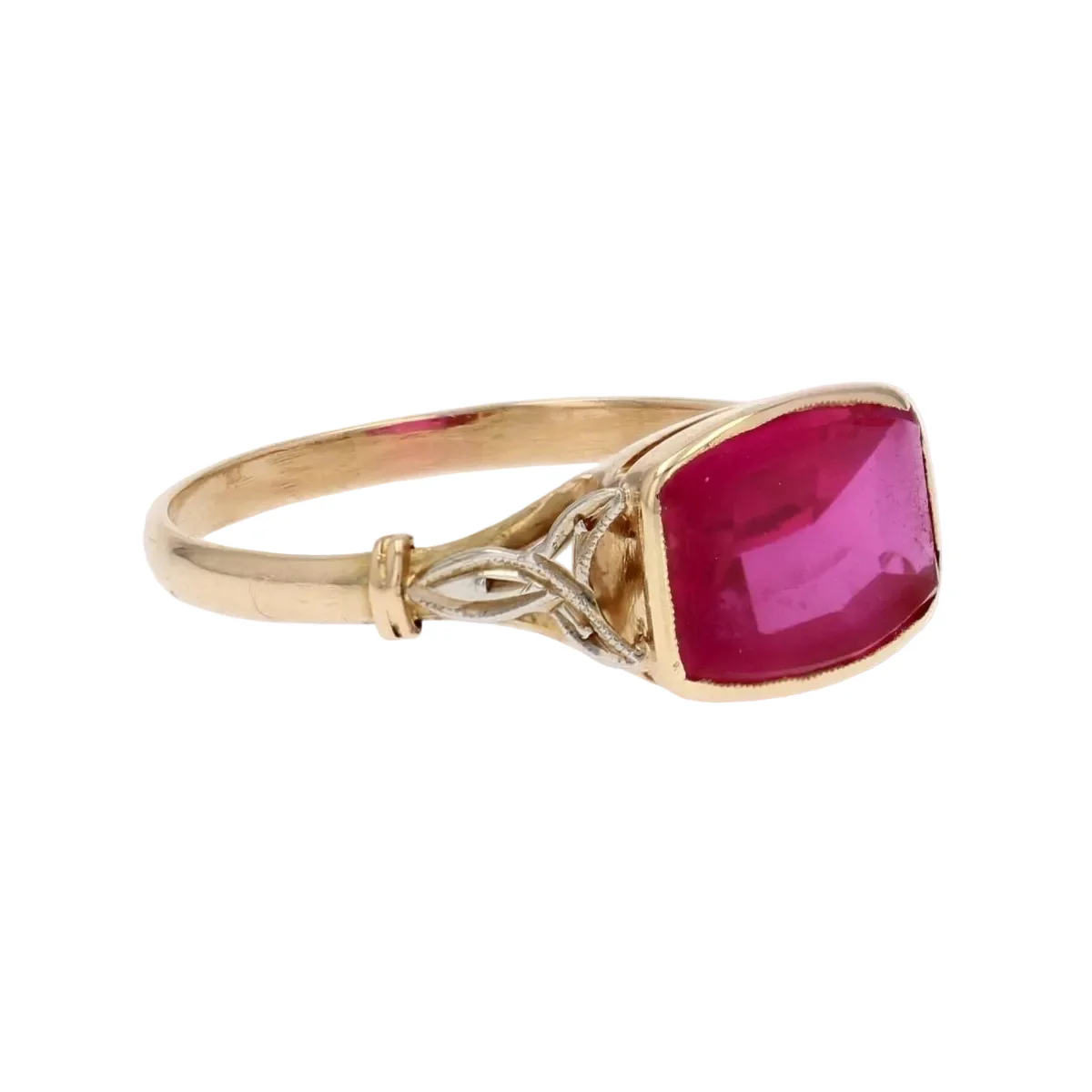 Bague Solitaire en or jaune et rubis - Image 5