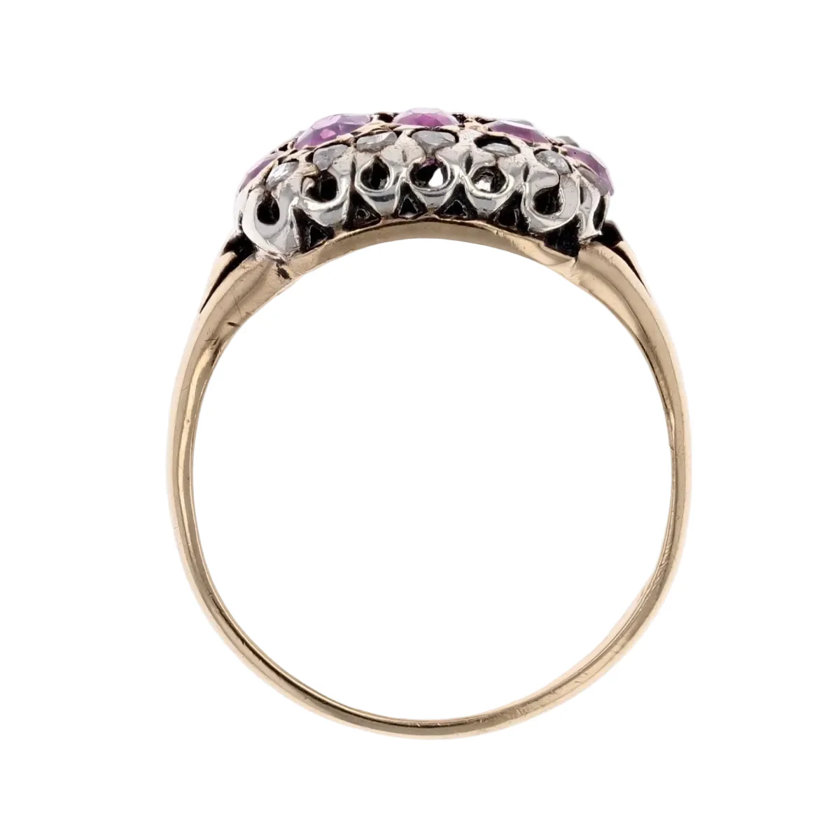 Bague Jarretière en or jaune, argent, rubis et diamants - Image 6