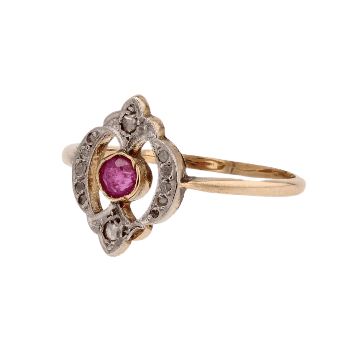 Bague Trilogie en or jaune, rubis et diamants - Image 3