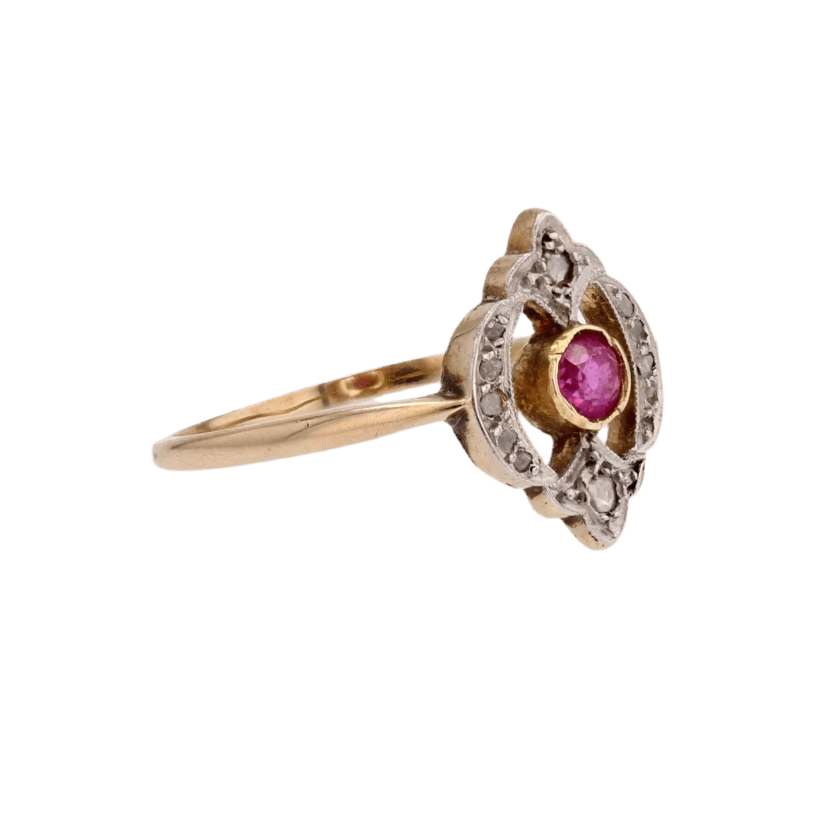 Bague Trilogie en or jaune, rubis et diamants - Image 5