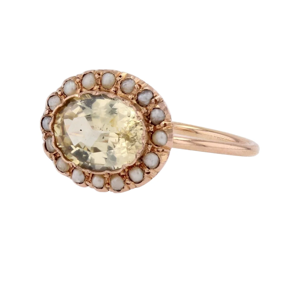 Bague Marguerite en or rose, saphir et perles - Image 3