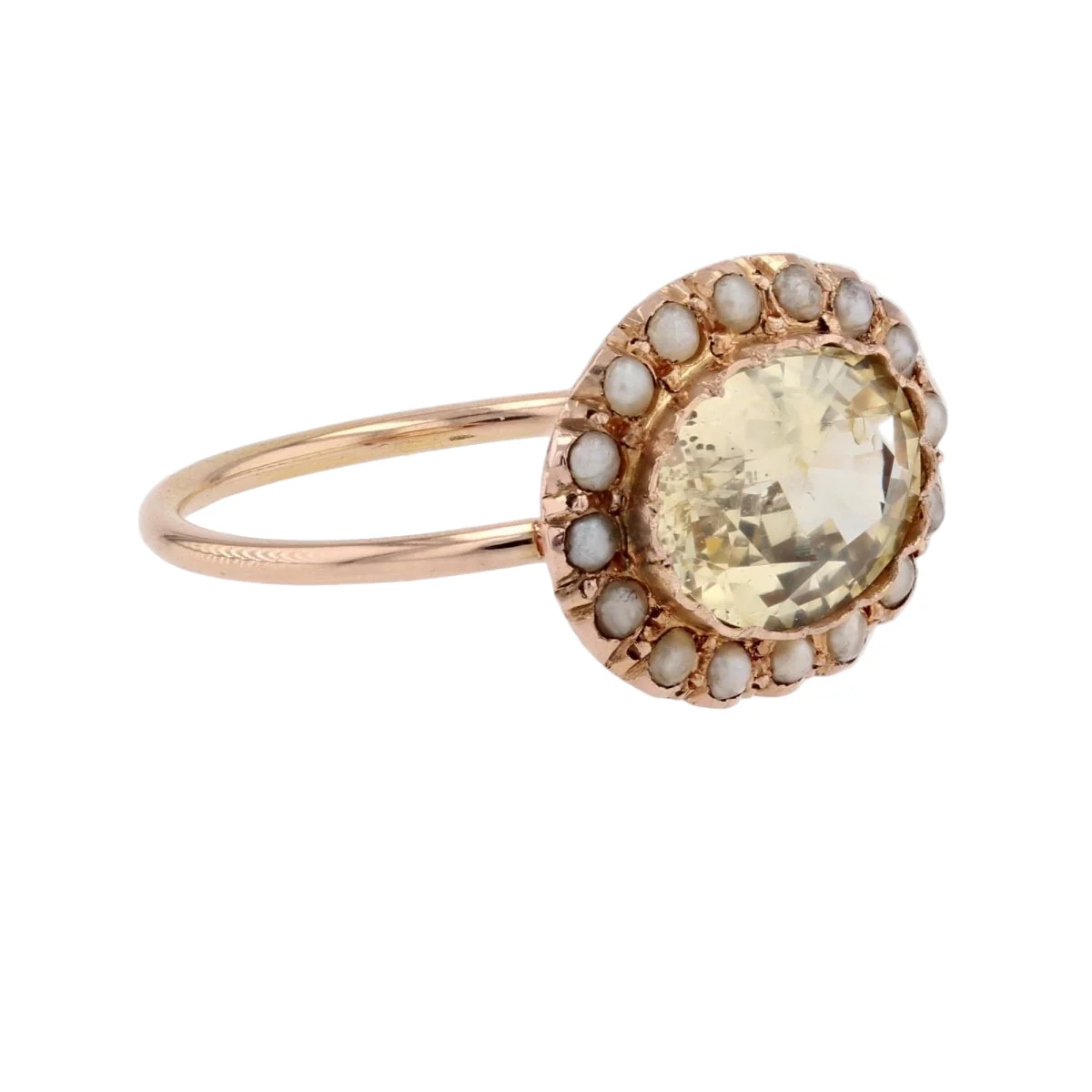 Bague Marguerite en or rose, saphir et perles - Image 5