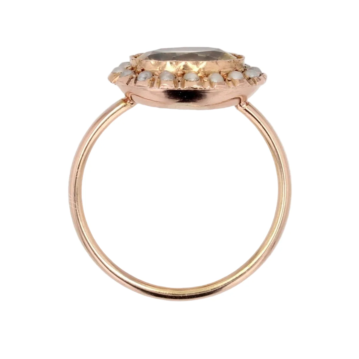 Bague Marguerite en or rose, saphir et perles - Image 6