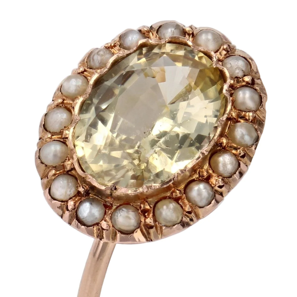Bague Marguerite en or rose, saphir et perles - Image 7