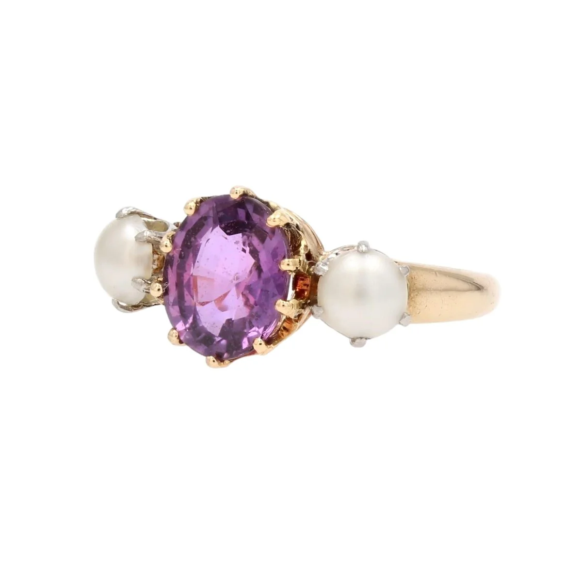 Bague Trilogie en or jaune, saphir et perles - Image 3