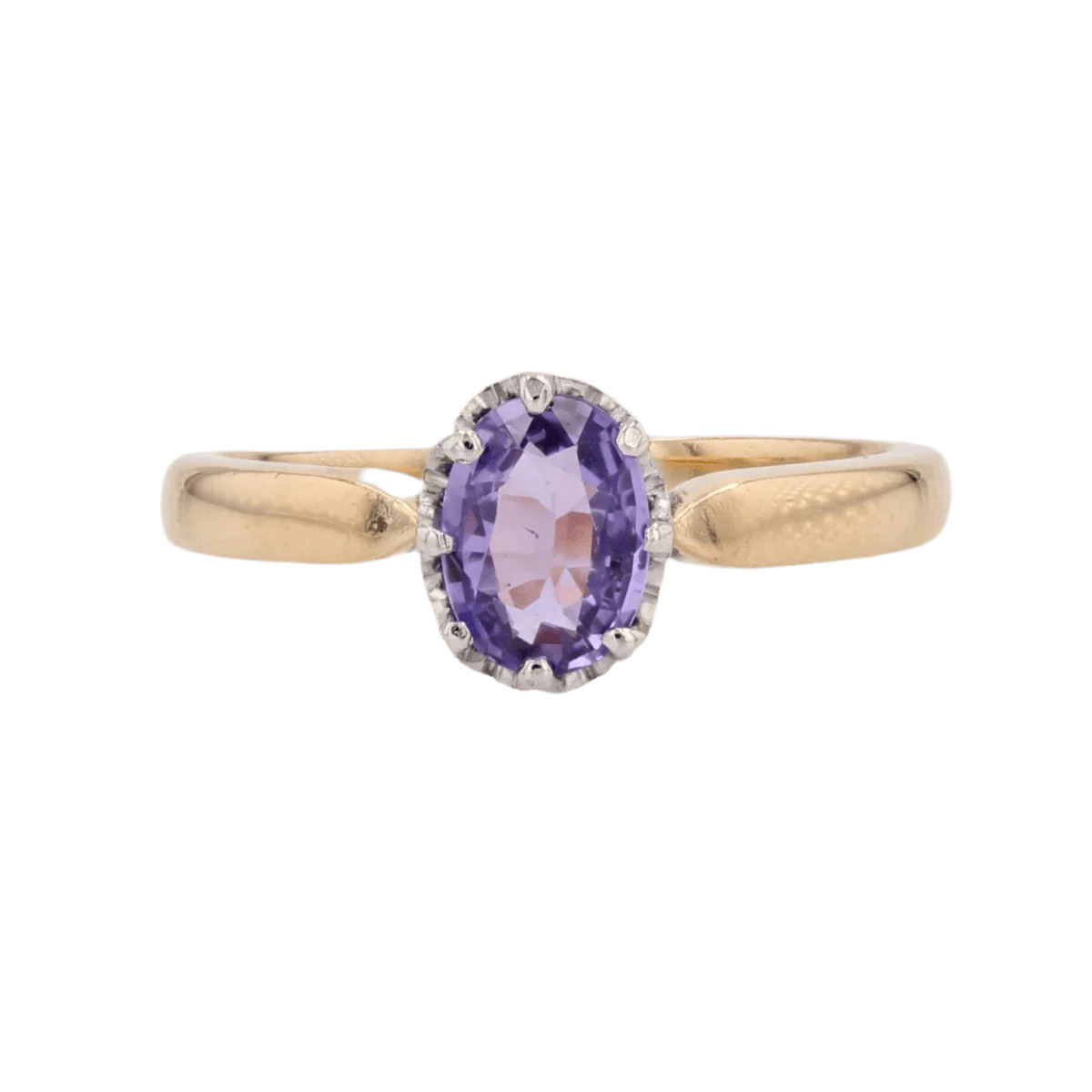 Bague Solitaire en or jaune, or blanc et saphir