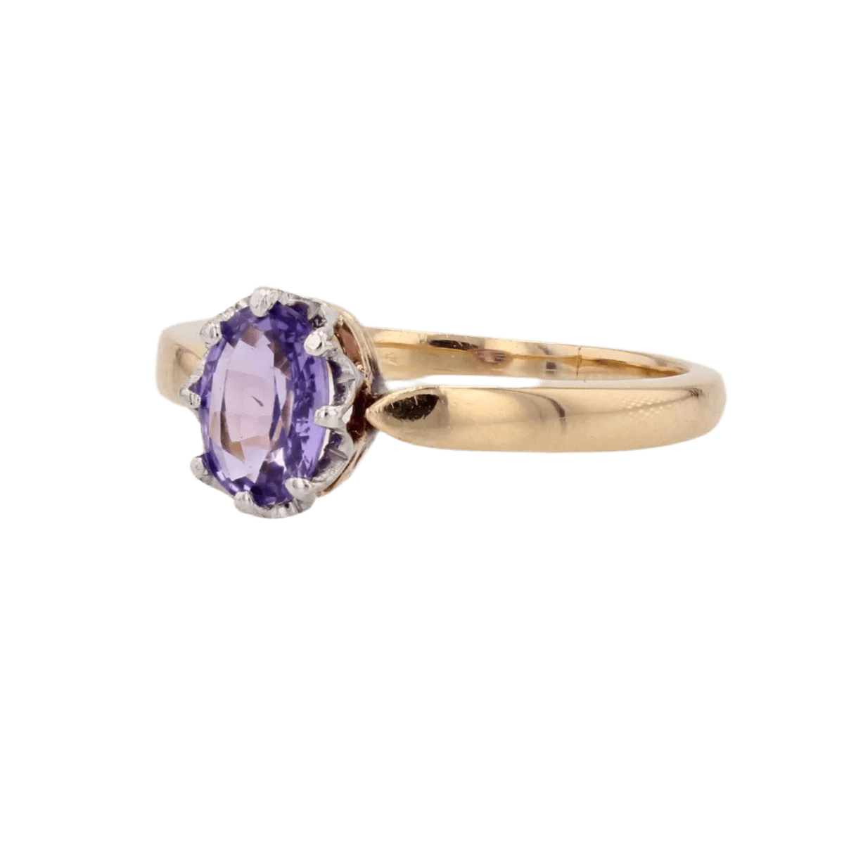 Bague Solitaire en or jaune, or blanc et saphir - Image 3