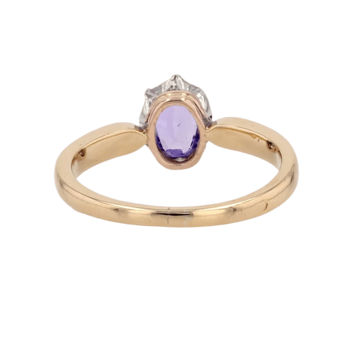 Bague Solitaire en or jaune, or blanc et saphir - Image 4