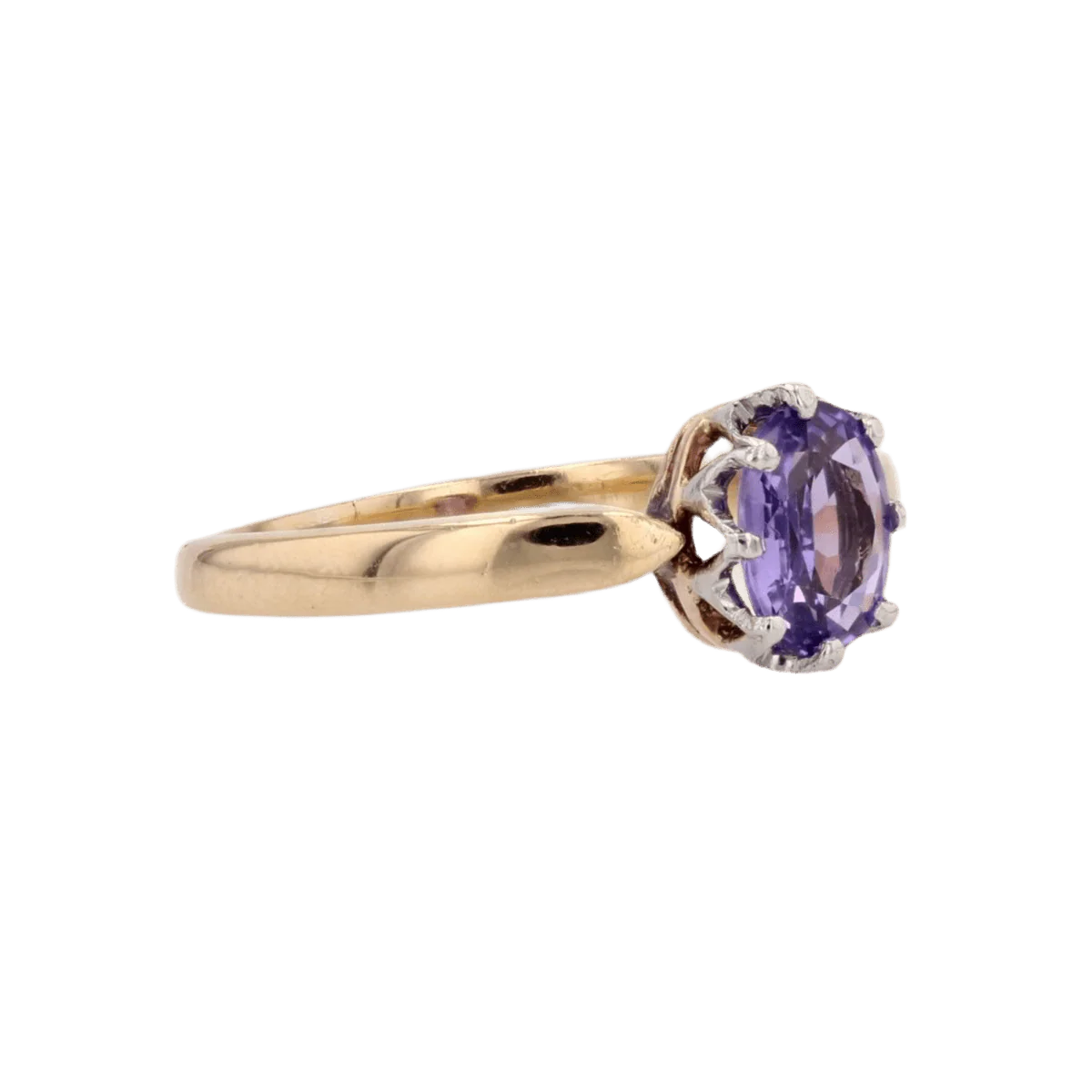Bague Solitaire en or jaune, or blanc et saphir - Image 5